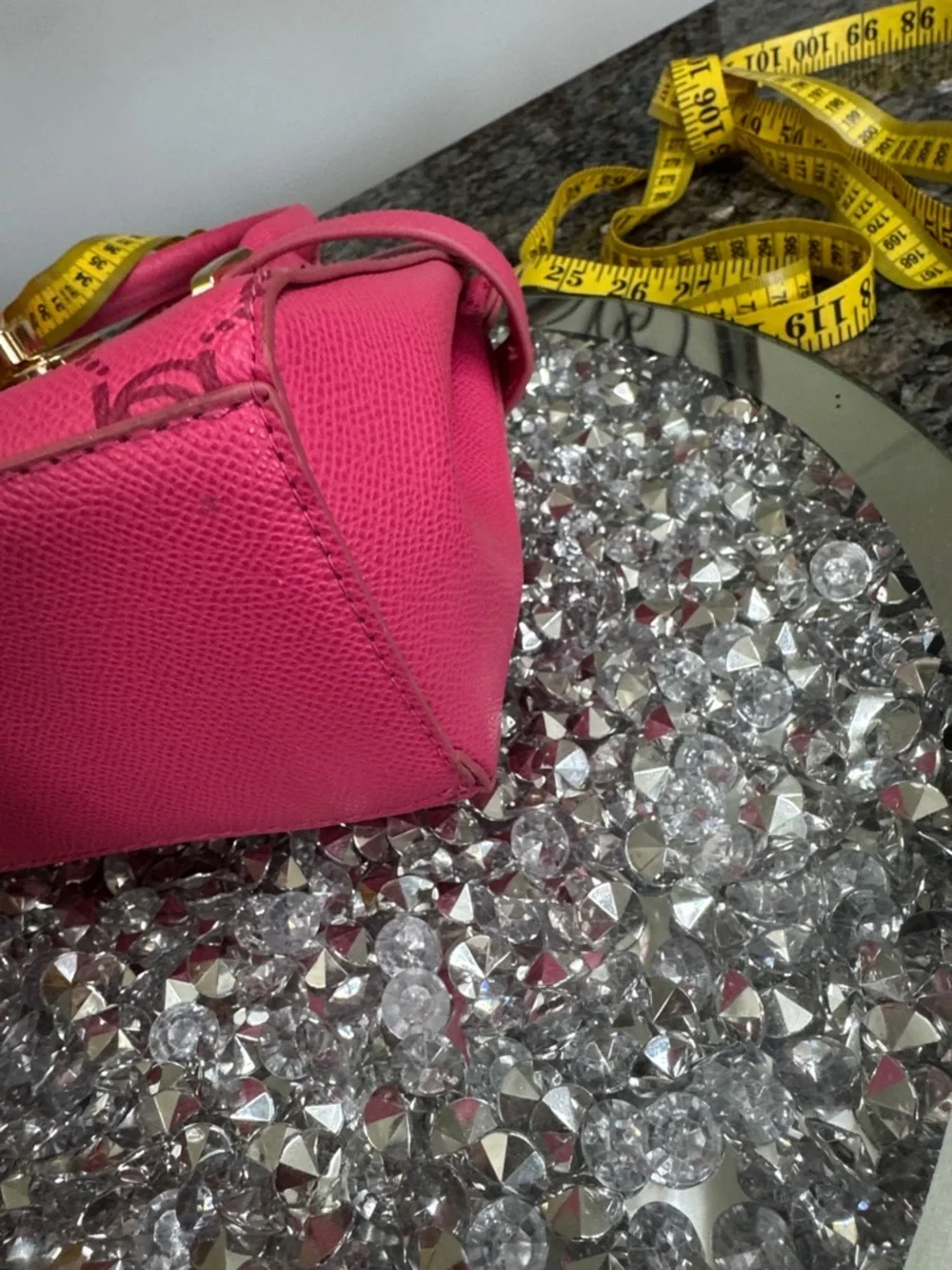 bebe Hot Pink Logo small Satchel with Gold-Tone Hardware and crossbody strap - Picture 16 of 16